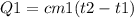 Q1= cm1(t2-t1)