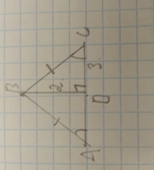Изобразить равнобедренный треугольник, если его основание равно 3см, высота 2см