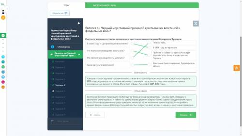Являлся ли Черный мор главной причиной крестьянских восстаний и феодальных войн? Соотнести вопросы и