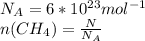 N_{A}=6*10^{23} mol^{-1}\\n(CH_{4}) = \frac{N}{N_{A}}