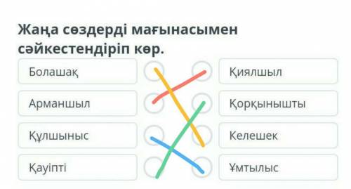 Жаңа сөздерді мағынасымен сәйкестендіріп көр​