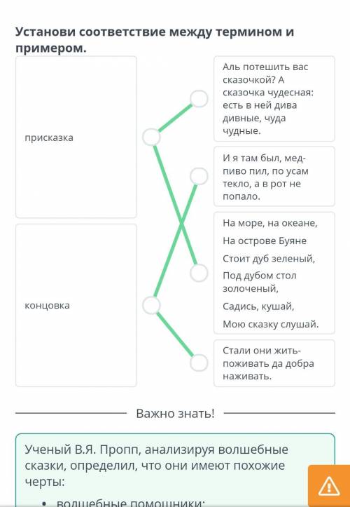 Творческая работа по сказке А.С. Пушкина Установи соответствие между термином и примером.присказкако