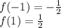 f(-1)=-\frac{1}{2} \\f(1)=\frac{1}{2}