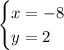 \begin{cases} x=-8 \\ y=2\end{cases}