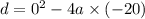 d = 0 {}^{2} - 4a \times ( - 20)