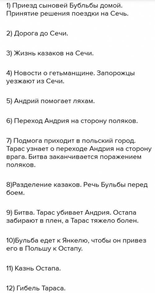 Запорожская сечь. какой увидели ее Остап и Андрий, составьте краткий план.​