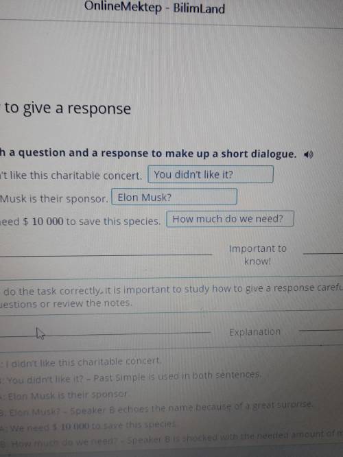 Match a question and a response to make up a short dialogue. 1) I didn't like this charitable concer