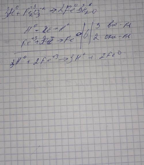 Водород пропустили через нагретый оксид железа (ІIІ). Запишите уравнение данной реакции и назовите с