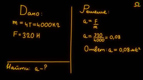 Какое ускорение сообщает вагону массой 4 т сила 320Н?​