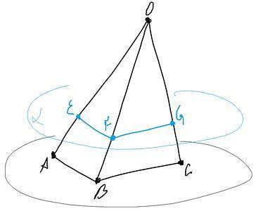 Даны четыре точки О,А,В,С, не лежащие в одной плоскости. Точка Е делит отрезок ОА в отношении 1:3, с