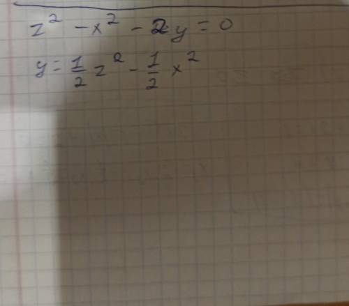 Определить тип та построить поверхность:z^2-x^2-2y=0.