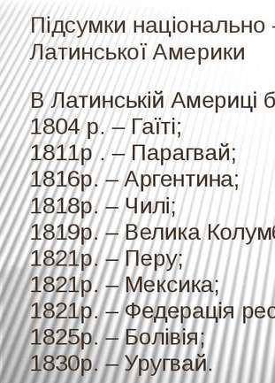 Складіть у зошиті таблицю утворення незалежних держав у латинській америці