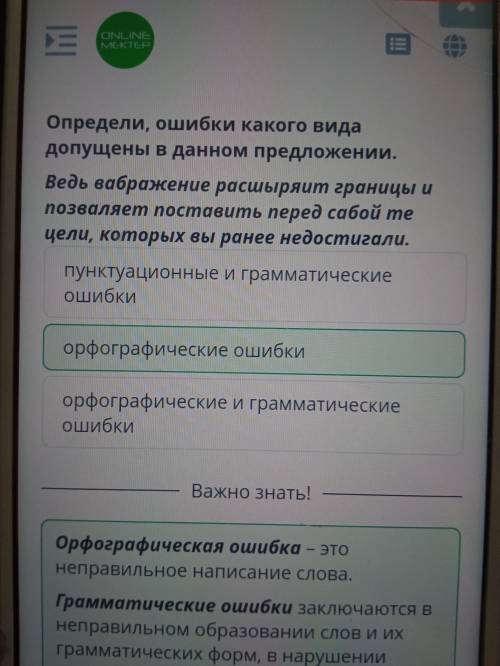 ГАРАА КосовалаЗачем людям нужны воображение и фантазия?Определи, ошибки какого вида допущены в данно