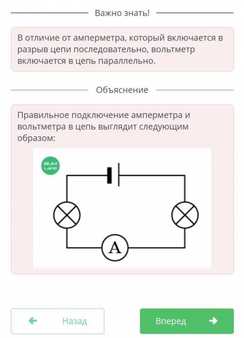 Электрическая цепь и ее составные части, напряжение Какая из этих схем включения приборов верна?​