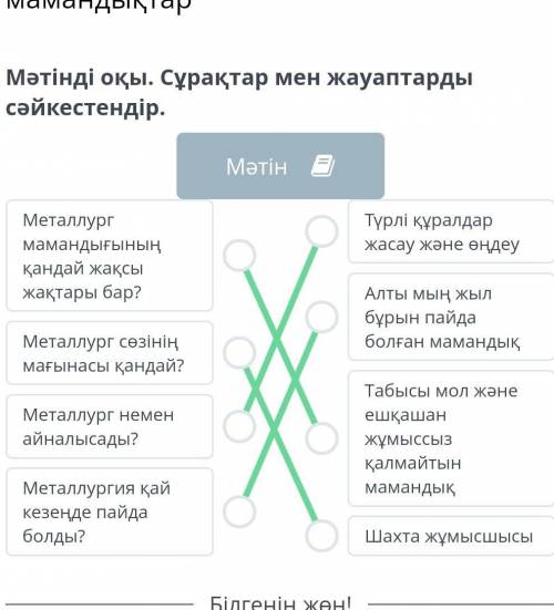 Әр заманда да сұранысқа ие мамандықтар Мәтінді оқы. Сұрақтар мен жауаптарды сәйкестендір.MƏTİHТүрлі