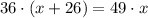 36\cdot (x+26) = 49\cdot x