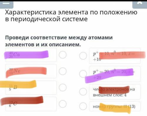 Характеристика элемента по положению в периодической системе Проведи соответствие между атомами элем