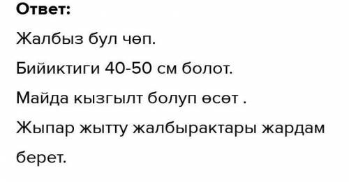 34. Текстке таянып, өсүмдүктөр тууралуу таблицаны толтургула. Эмне?Кандай болот?Кайда өсөт?Эмнеге жа