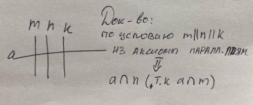 1. Каждая из прямых m и n параллельна прямой k. Прямая а пересекает прямую m. Пересечет ли она пряму