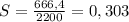 S =\frac{666,4}{2200} = 0,303