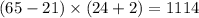 (65 - 21) \times (24 + 2) = 1114