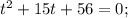 t^{2}+15t+56=0;