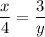 \displaystyle \frac{x}{4} =\frac{3}{y}