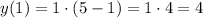 y(1)=1\cdot(5-1)=1\cdot4=4