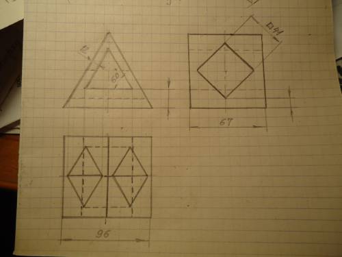 Три вида проекции(на картинке спереди и сбоку) и изометрия