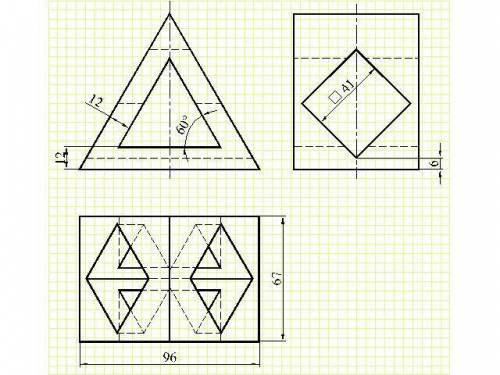 Три вида проекции(на картинке спереди и сбоку) и изометрия