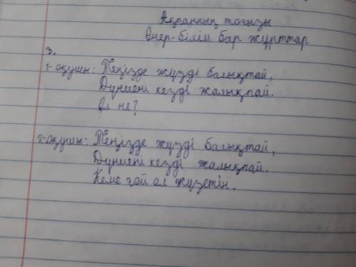 3. Өлеңді пайдаланып, жұмбақ айтыс ұйымдастырыңдар. 1-оқушы:Аты жоқ құр арбаныМың шақырым жерлергеКү