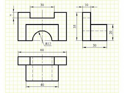 Постройте чертеж детали,изображённой в виде аксонометрии
