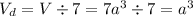 V_d = V\div 7=7a^3\div 7=a^3