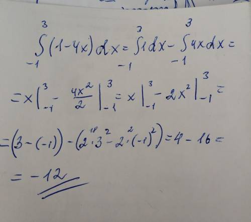 3| (1 - 4x)dx.- 1обчисліть інтеграл​
