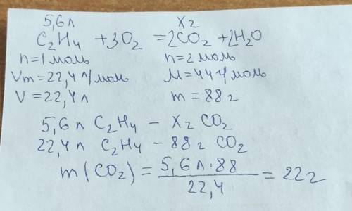 Яка маса карбон(IV) оксиду утвориться в результаті згорання: а) 5,6 л (н. у.) етену; б) 8,4 л (н. у.