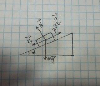 12. Тіло рухається вгору прискорено по похилій площині. Показати діючі сили.​