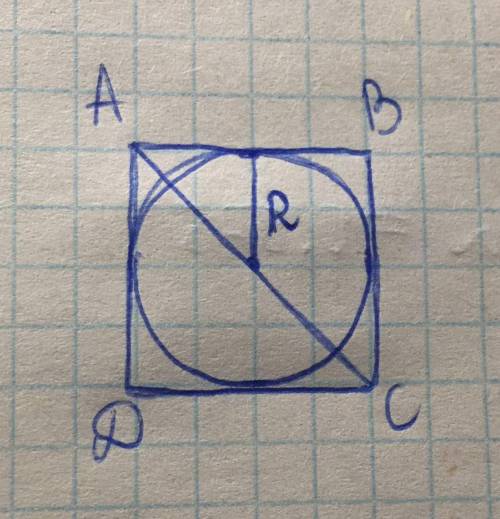 Квадрат описан вокруг окружности радиусом 55. Найди его диагональ, если корень из двух принять равны