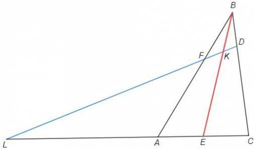 На сторонах ВС і ВА трикутника АВС позачили відповідно точки D i F так, що СД:ДВ=8:3, BF:FA=3:5. У я