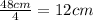 \frac{48cm}{4}=12cm