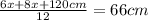 \frac{6x+8x+120cm}{12}=66cm