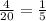 \frac{4}{20} = \frac{1}{5} \\