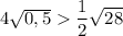 4\sqrt{0,5} \dfrac{1}{2} \sqrt{28}