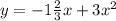 y=-1\frac{2}{3} x+3x^{2}