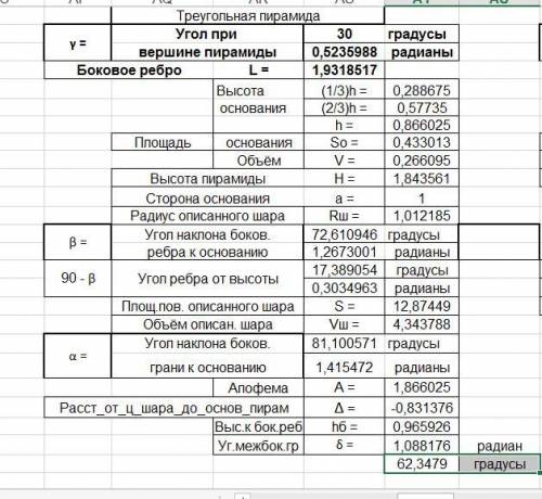 ￼ Все плоские углы при вершине треугольной пирамиды равны 30 градусов. Определите двугранные углы пр