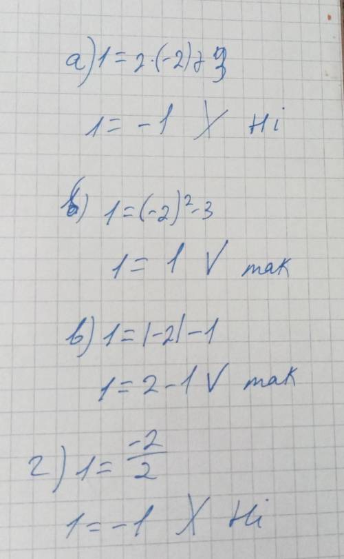 Чи належить точка A(-2;1) графіку функції а) y=2x+3; b) y=x²-3;в) y=|x|-1; г) y= x/2​