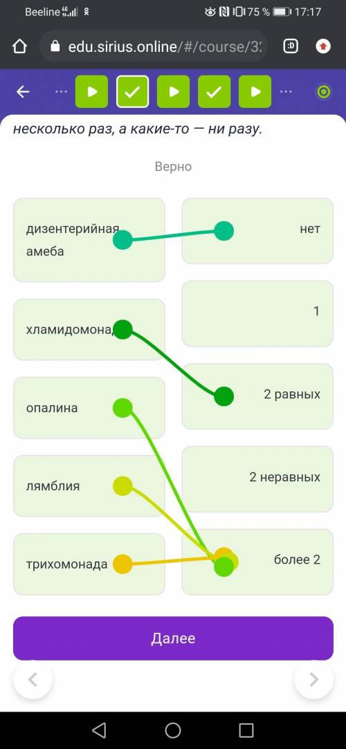 Сопоставьте объекты и число жгутиков или ресничек на их вегетативных клетках. Некоторые цифры можно