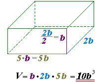 Выбери правильный ответ. Дан прямоугольный параллелепипед, ширина которого равна 2b, высота в 2 раза