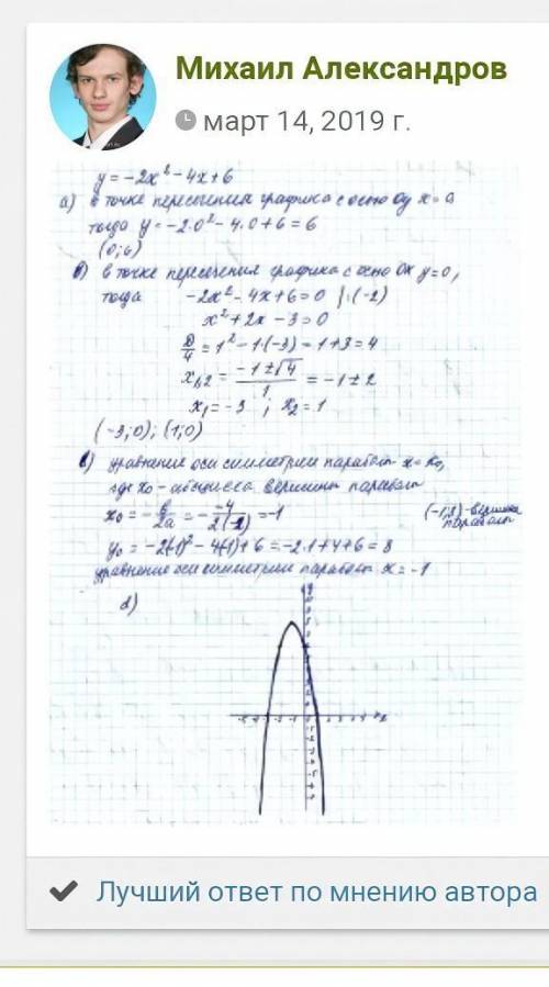 Функция задана уравнением . a) В какой точке график данной функции пересекает ось ОY? [1] b) Найдите