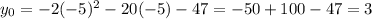 y_0=-2(-5)^2-20(-5)-47=-50+100-47=3