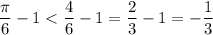 \dfrac{\pi}{6}-1